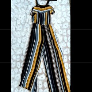 Navy Blue/Yellow/White Romper